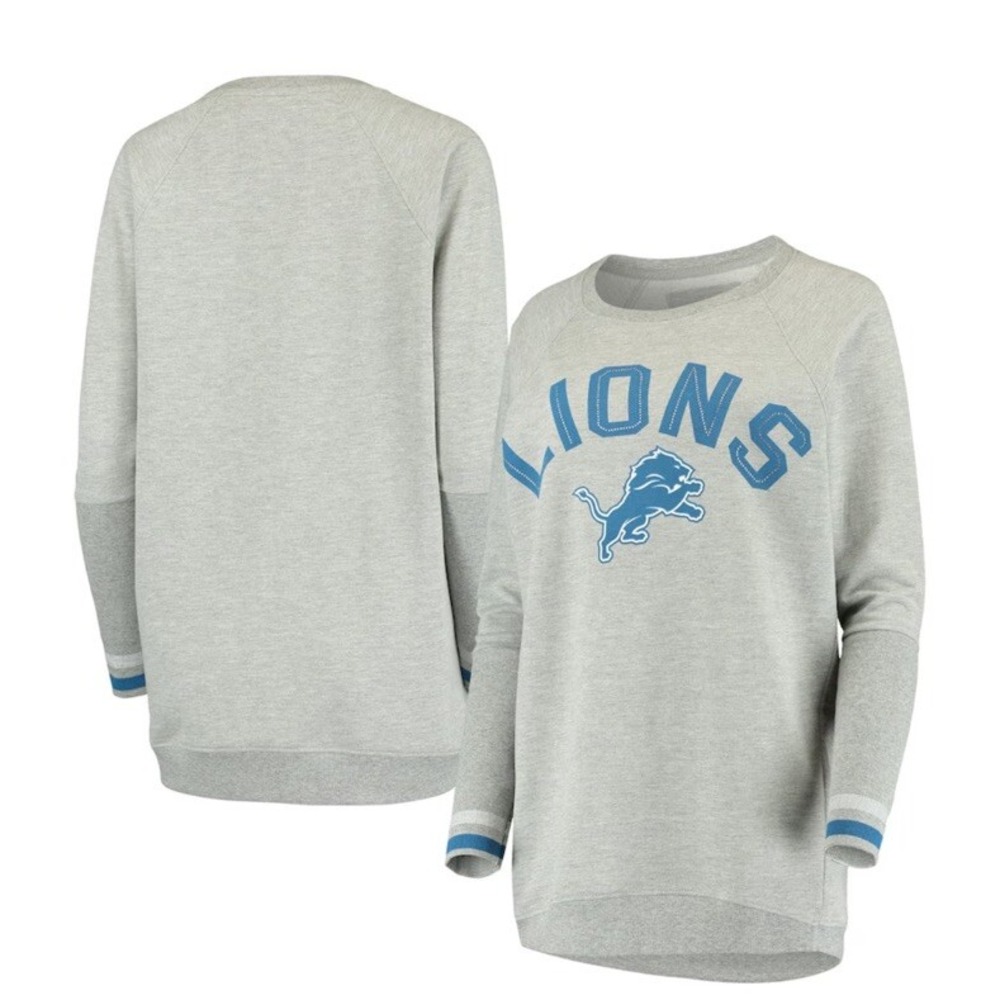 Women's Detroit Lions 2XL Touch by Alyssa Milano Gray Pullover Sweatshirt